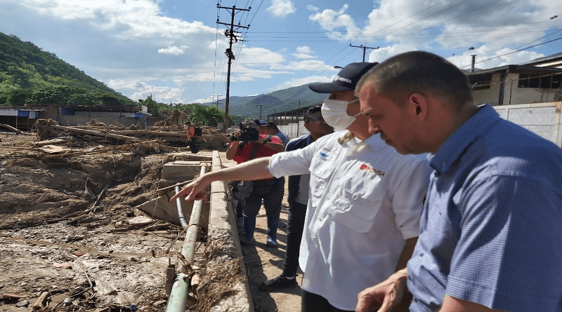 Vicepresidente sectorial Tareck El Aissami inspecciona zona industrial afectada en Las Tejerías