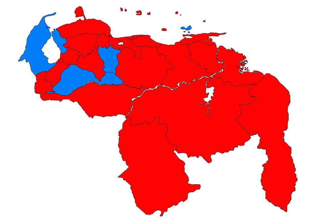 PSUV es mayoría con 19 gobernaciones frente a 4 gobernaciones de la oposición