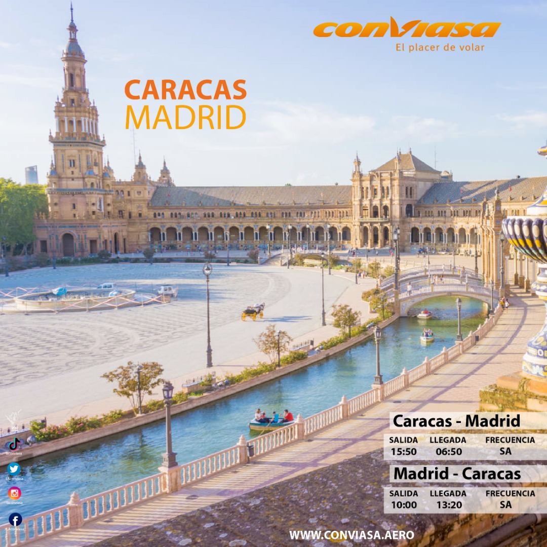 Conviasa oferta 2.200 asientos mensuales en su conexión entre Caracas y Madrid