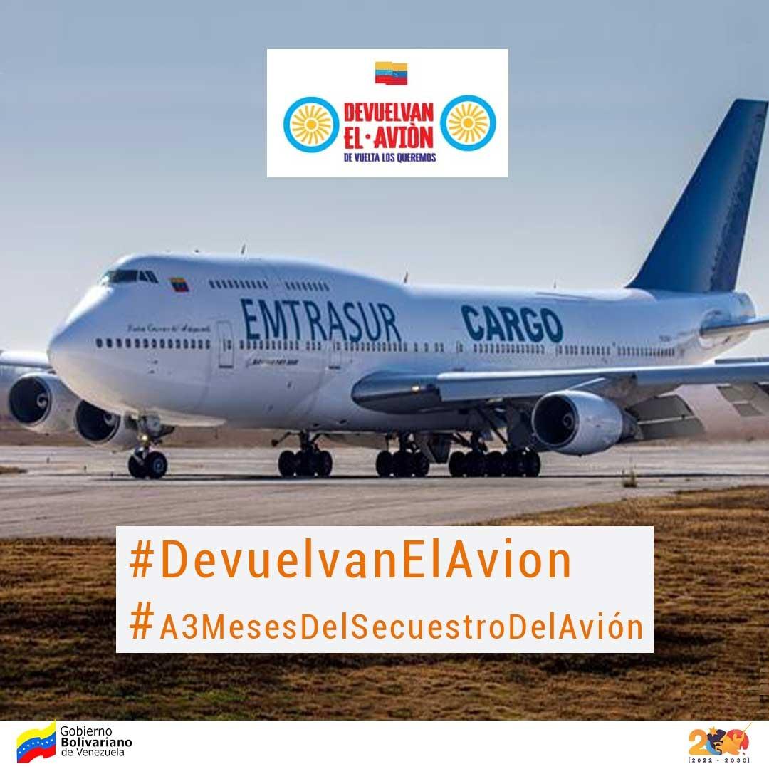 Al cumplirse 3 meses del secuestro del avión de Emtrasur Venezuela exige su liberación