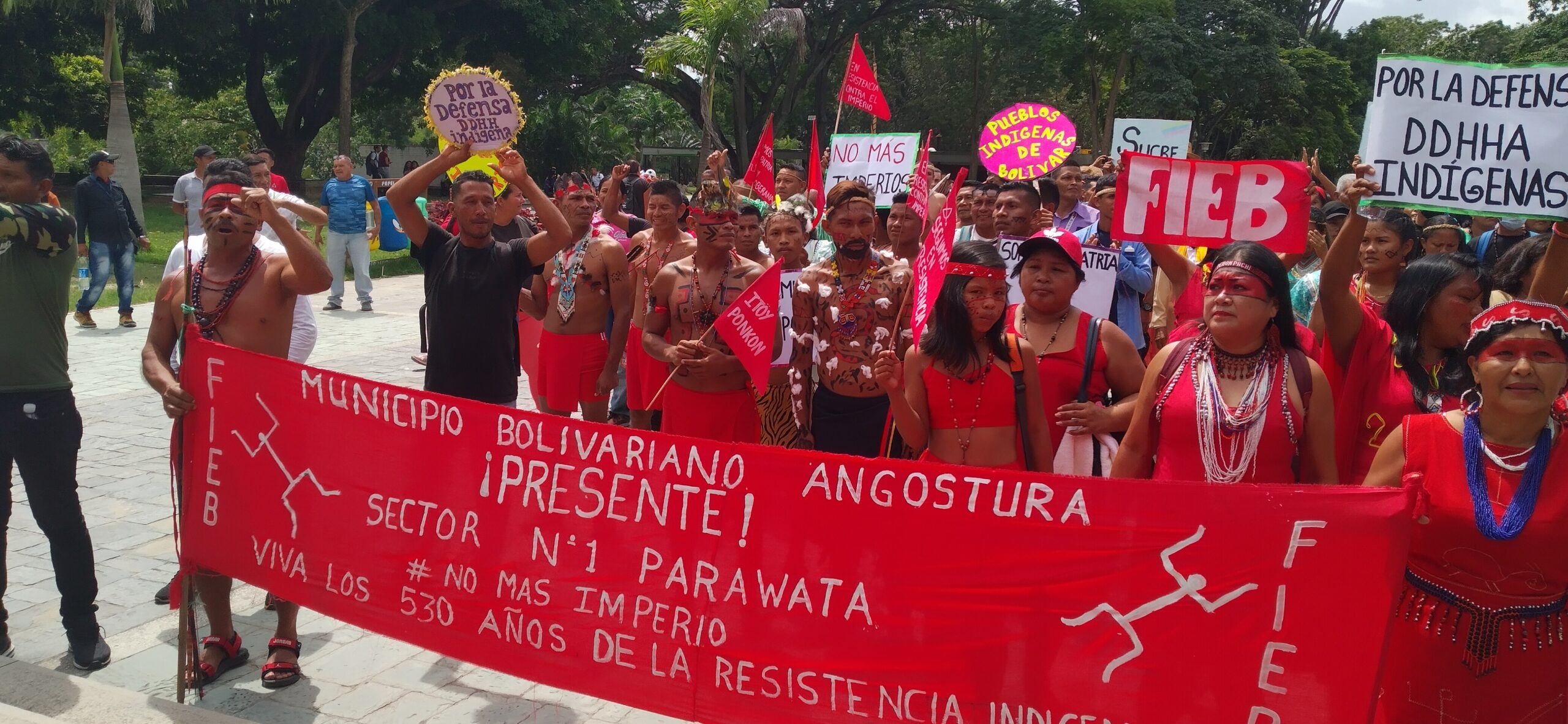 Indígenas del territorio nacional marchan contra el “criminal bloqueo”