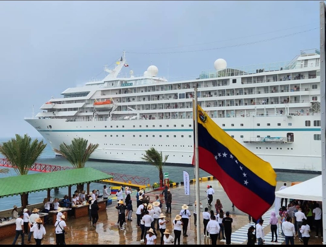 Amadea Cruise Ship is at the International Port of Guamache in Margarita