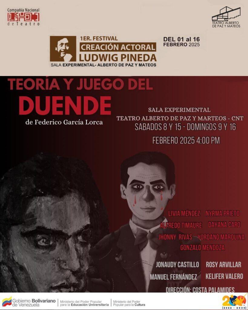 En el teatro Alberto de Paz y Mateos se presentará la obra “Teoría y Juego del duende” de Federico García Lorca