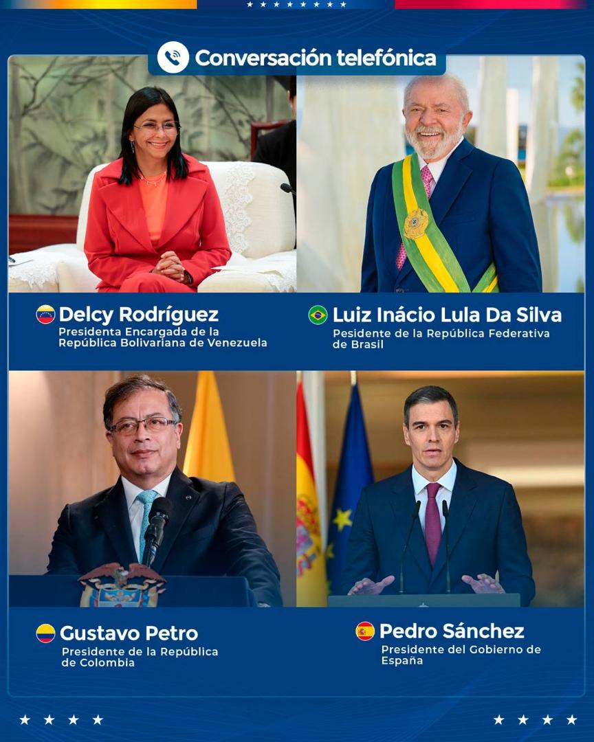 Venezuela ratifica la Diplomacia Bolivariana de Paz en diálogos con Lula da Silva, Petro y Pedro Sánchez