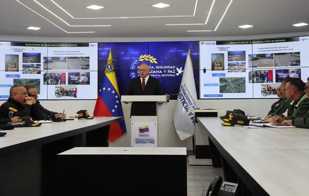 Ministro Diosdado Cabello: Venezuela incautó cerca de 70 toneladas de drogas en 2025