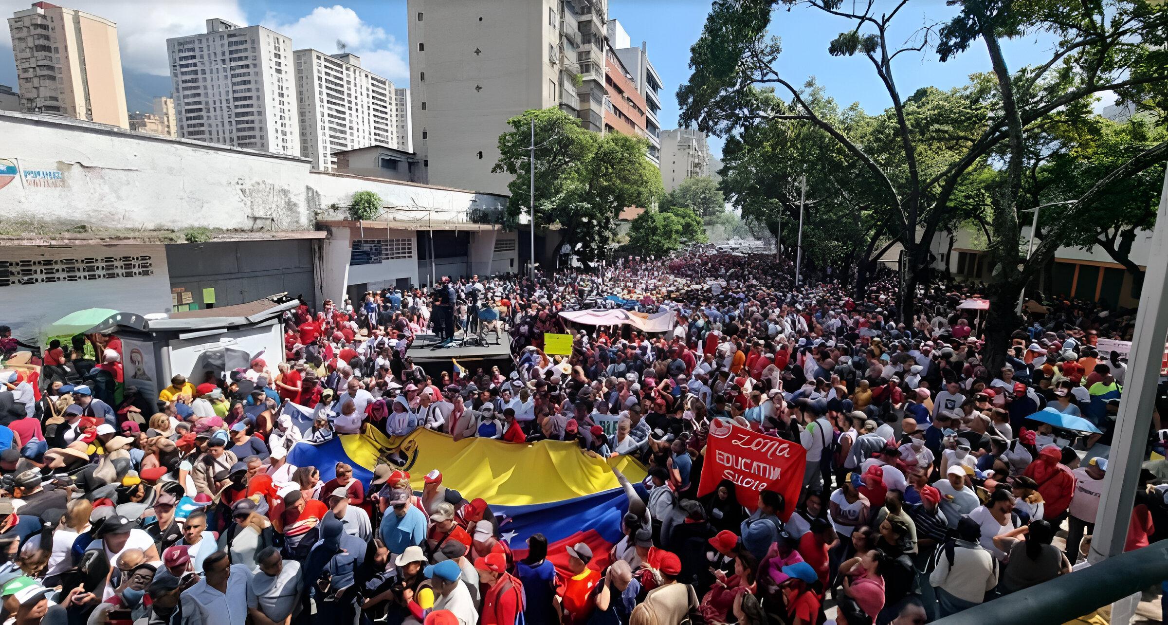 Maestros venezolanos marchan en su Día por la liberación del presidente Nicolás Maduro y la primera dama Cilia Flores