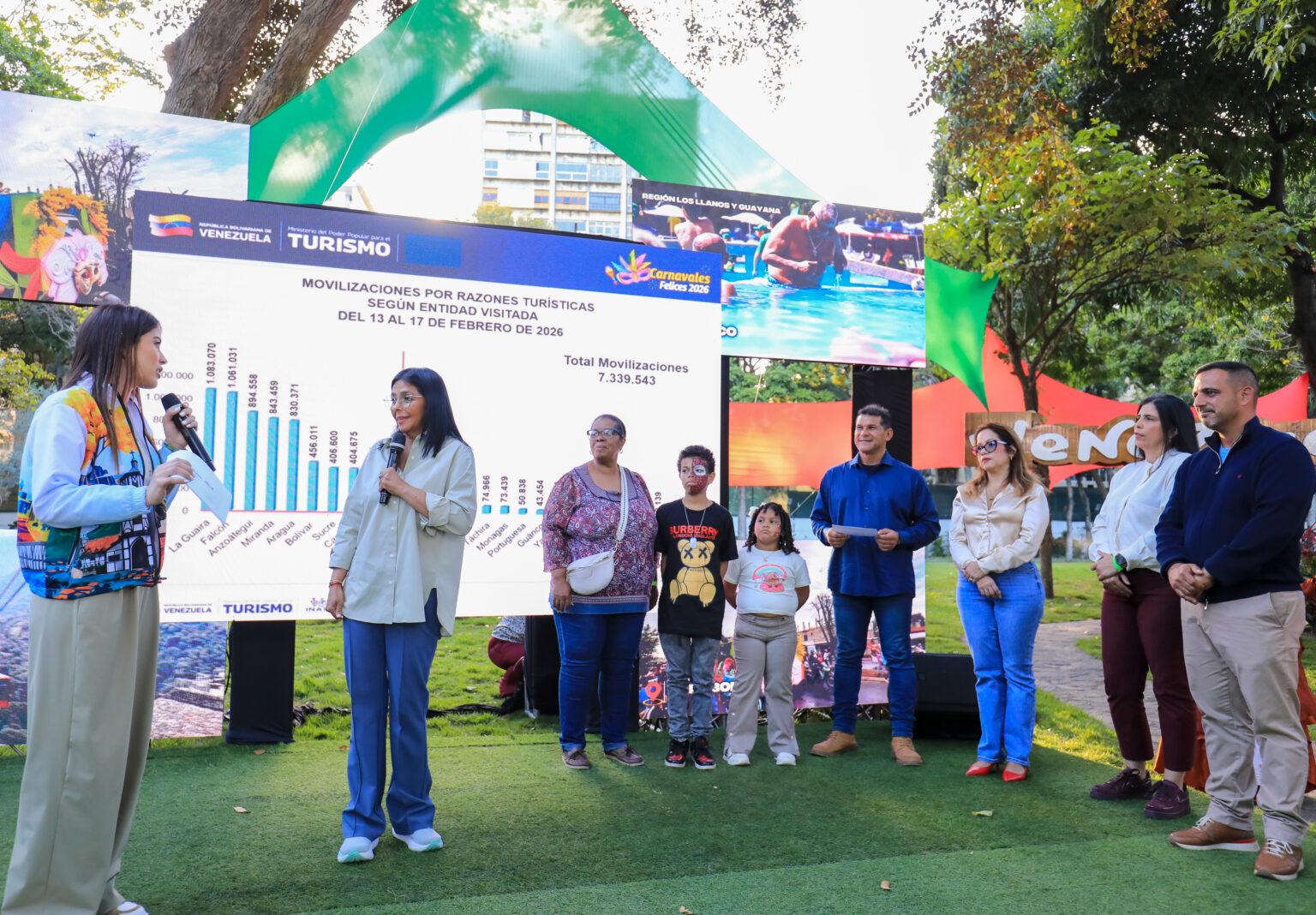 Movilización en Carnavales 2026 aumentó 17% informó la Vicepresidenta (E) Delcy Rodríguez