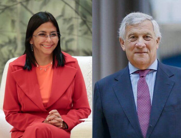 Presidenta (E) Delcy Rodríguez sostuvo una llamada telefónica con el ministro de Asuntos Exteriores de Italia, Antonio Tajani
