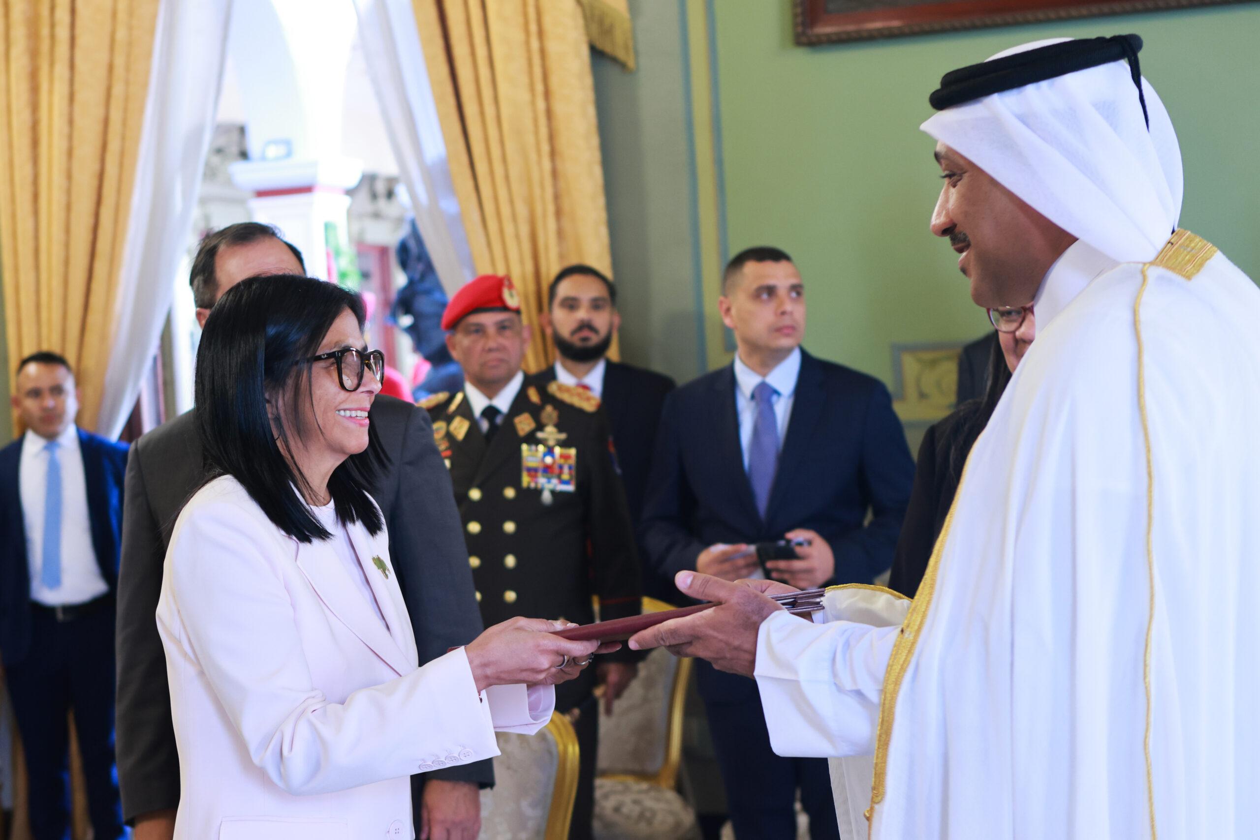 Presidenta(E) Rodríguez recibe Cartas Credenciales del embajador de Qatar ante Venezuela