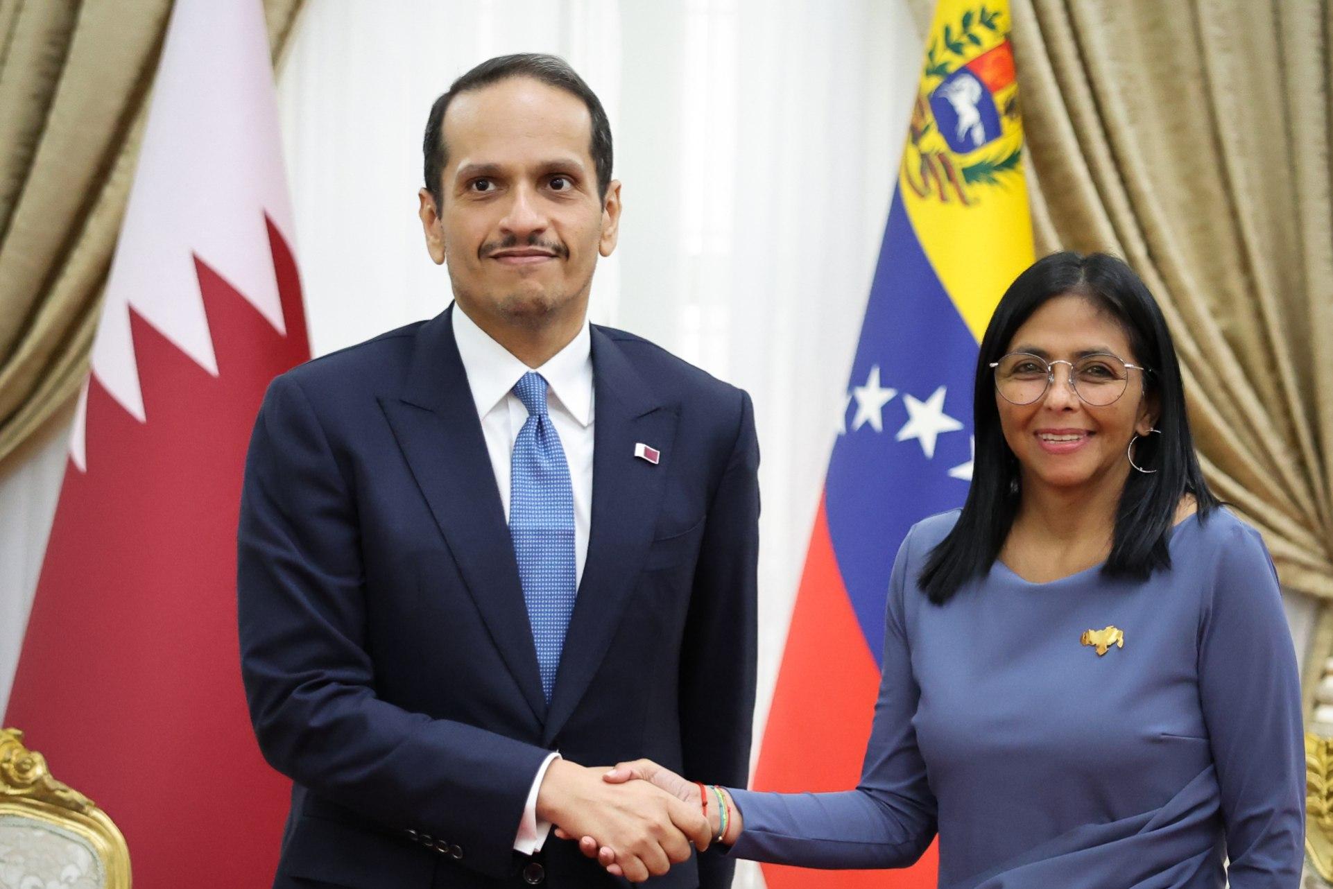 Presidenta (E) Delcy Rodríguez recibe al primer ministro de Catar en el Palacio de Miraflores