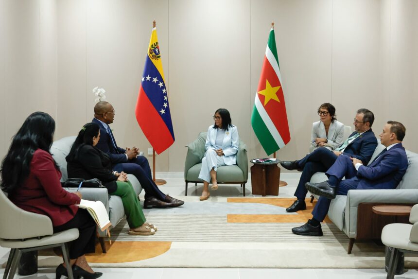 Presidenta encargada se reúne con canciller de Surinam para fortalecer cooperación