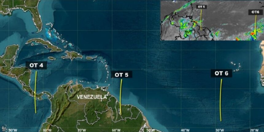 Quinta onda tropical se desplaza por el centro del territorio nacional este lunes