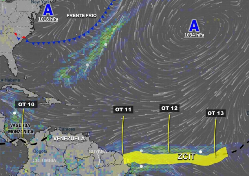 Onda Tropical N° 11 se desplaza sobre el centro del país este jueves