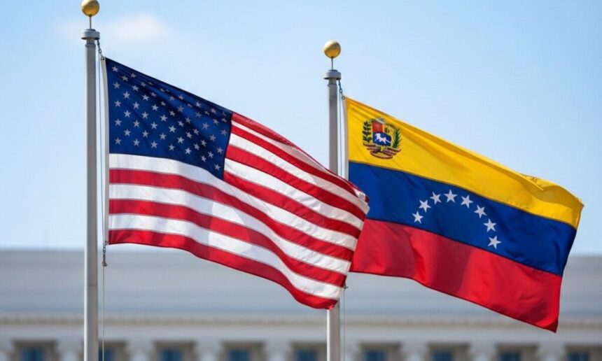 Bandera de EEUU y Venezuela