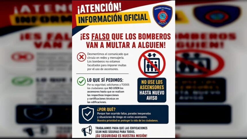 Bomberos de Caracas emiten aclaratoria sobre el uso de ascensores