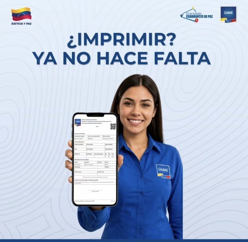 Saime digitaliza sus trámites: ya no se exigirán planillas en físico
