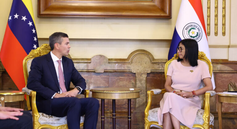 Presidenta Delcy Rodríguez recibe al mandatario de Paraguay Santiago Peña en Caracas