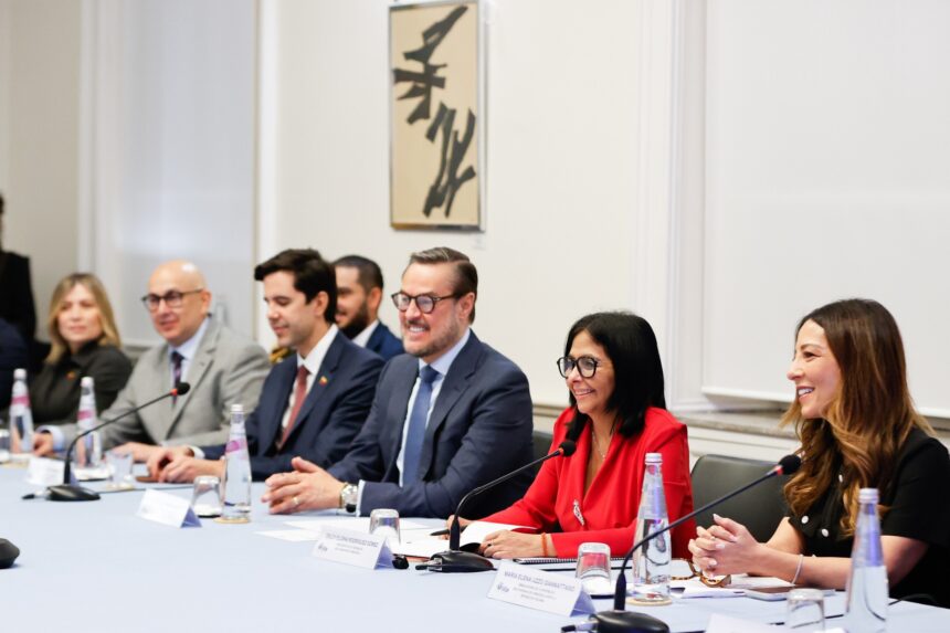 Presidenta Delcy Rodríguez visita sede de la Organización Internacional Ítalo-Latino Americana en Roma