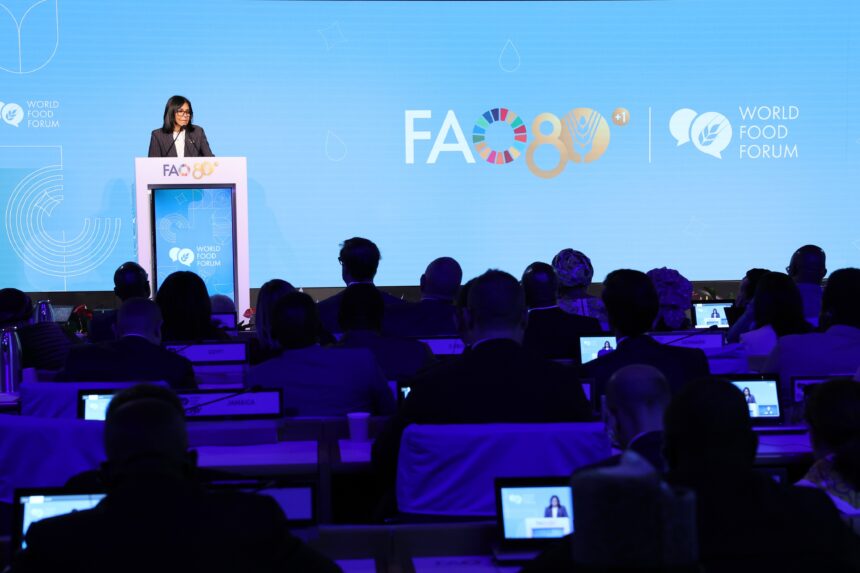 Presidenta Rodríguez pide ante la FAO mantener la alimentación al margen de la política